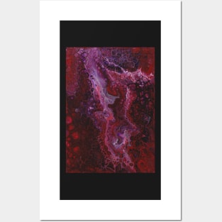 Deep dark red purple paint pour Posters and Art